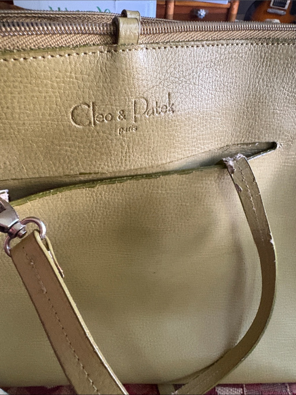 Cleo & Patek Olive Green Leather Shoulder Bag